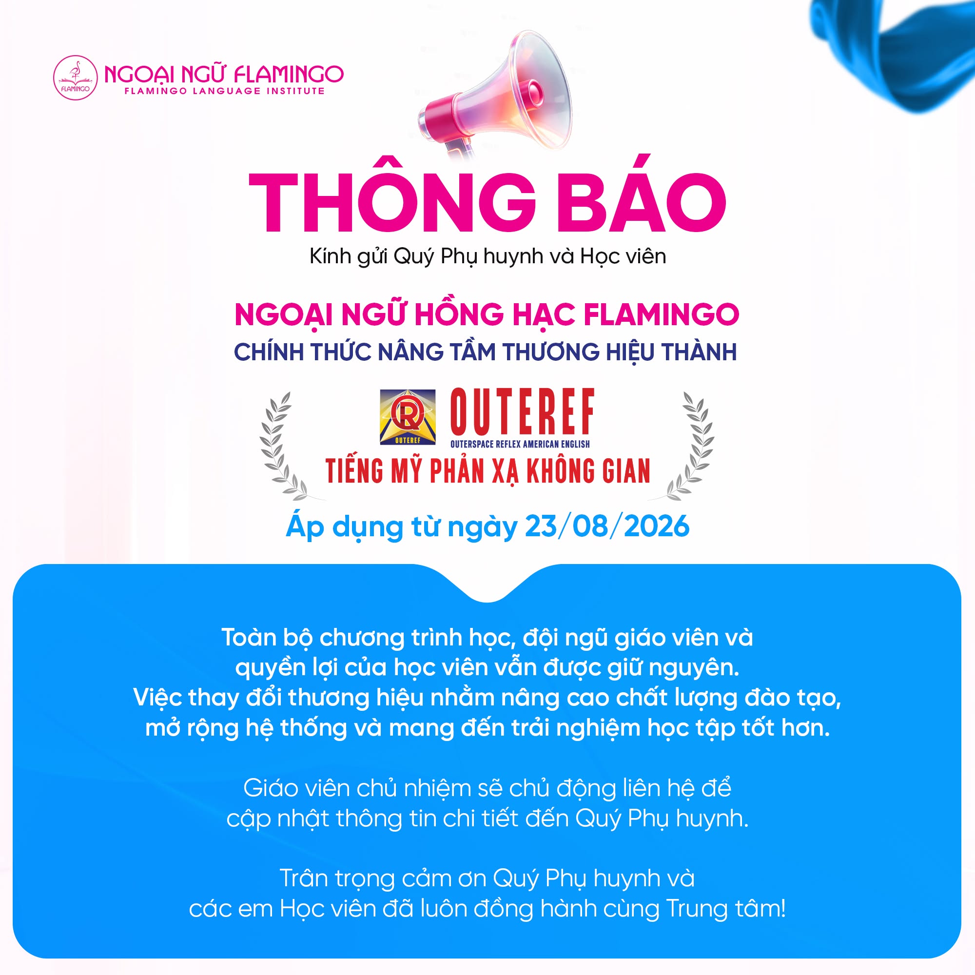 Thông báo chuyển đổi thương hiệu